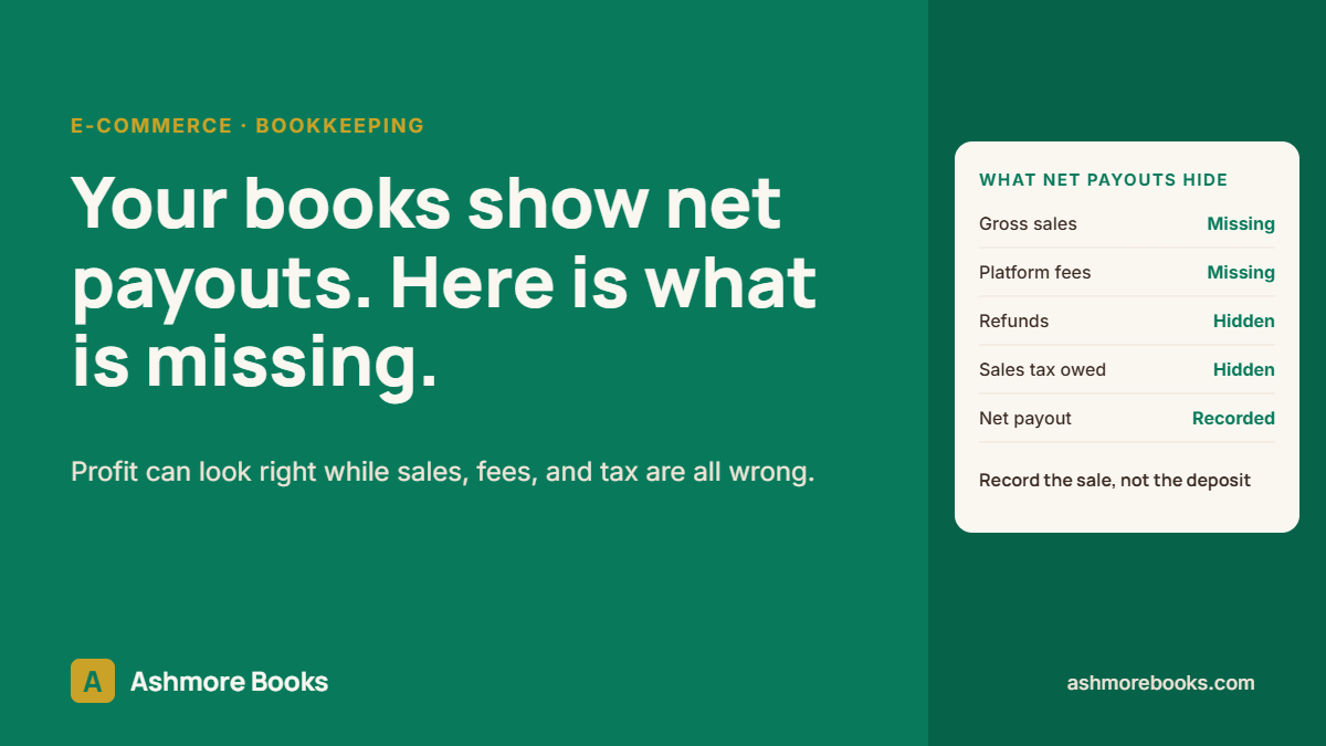 Net payouts versus gross sales in e-commerce books, guide by Ashmore Books